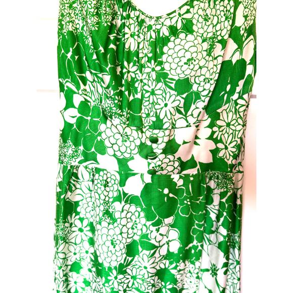 Vintage Waltah Clarkes Hawaiian Floral Maxi Dress‎ Green White Size 12 Neck - Picture 6 of 10